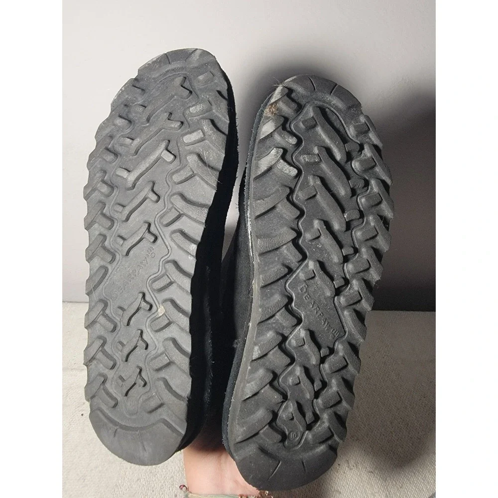 Bearpaw Elle Tall Black Suede Boots Womens Size 10 Sheepskin Wool Lined 624W